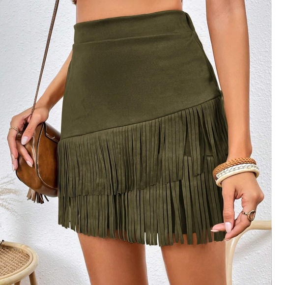 Luxe Vegan Suede Western Mini Skirt - Picture 6 of 9